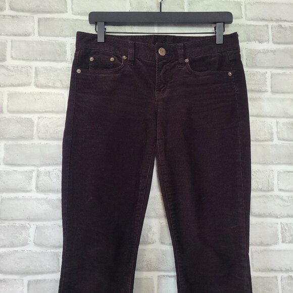 J Crew Corduroy Pants Women 27 Purple Straight Mid Rise - Picture 8 of 10